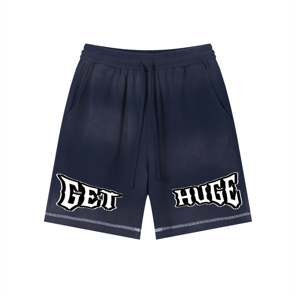 "GET HUGE" Sunfade Waffle Shorts