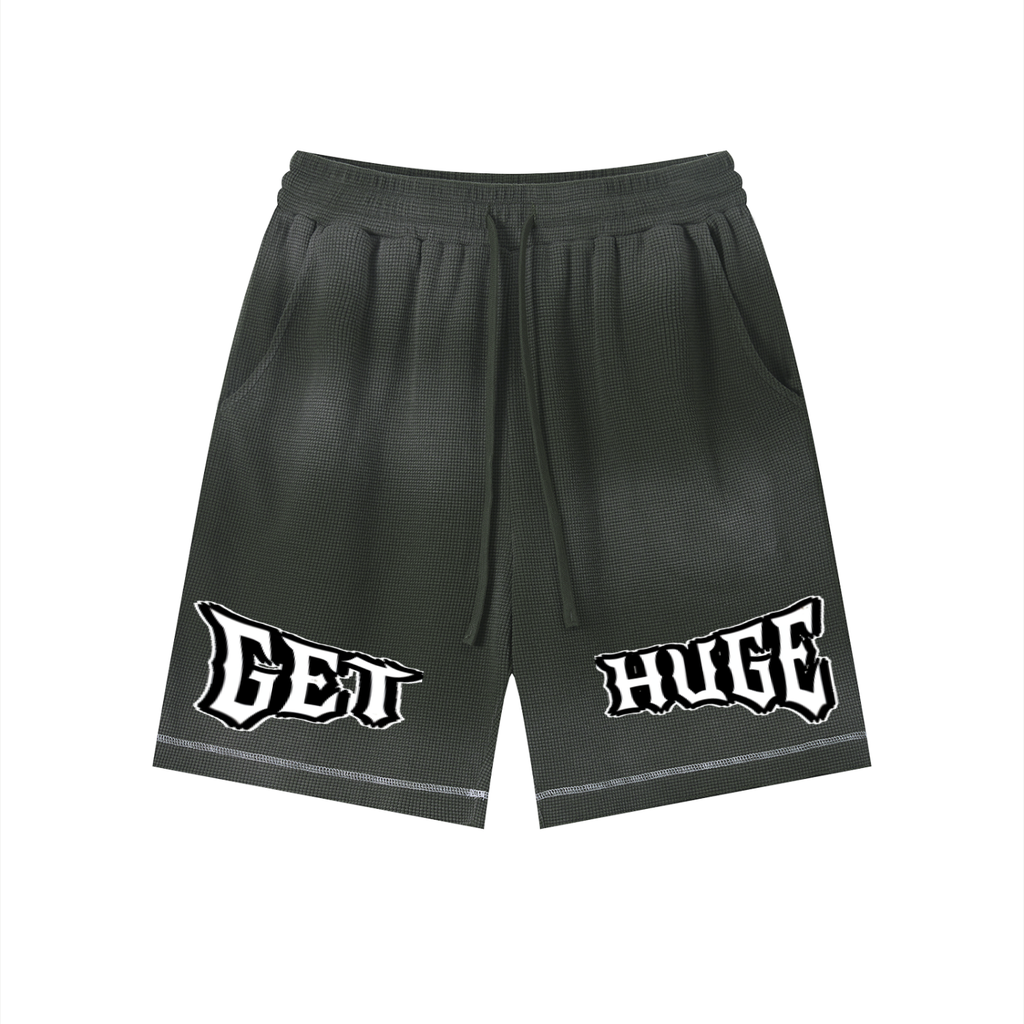 "GET HUGE" Sunfade Waffle Shorts