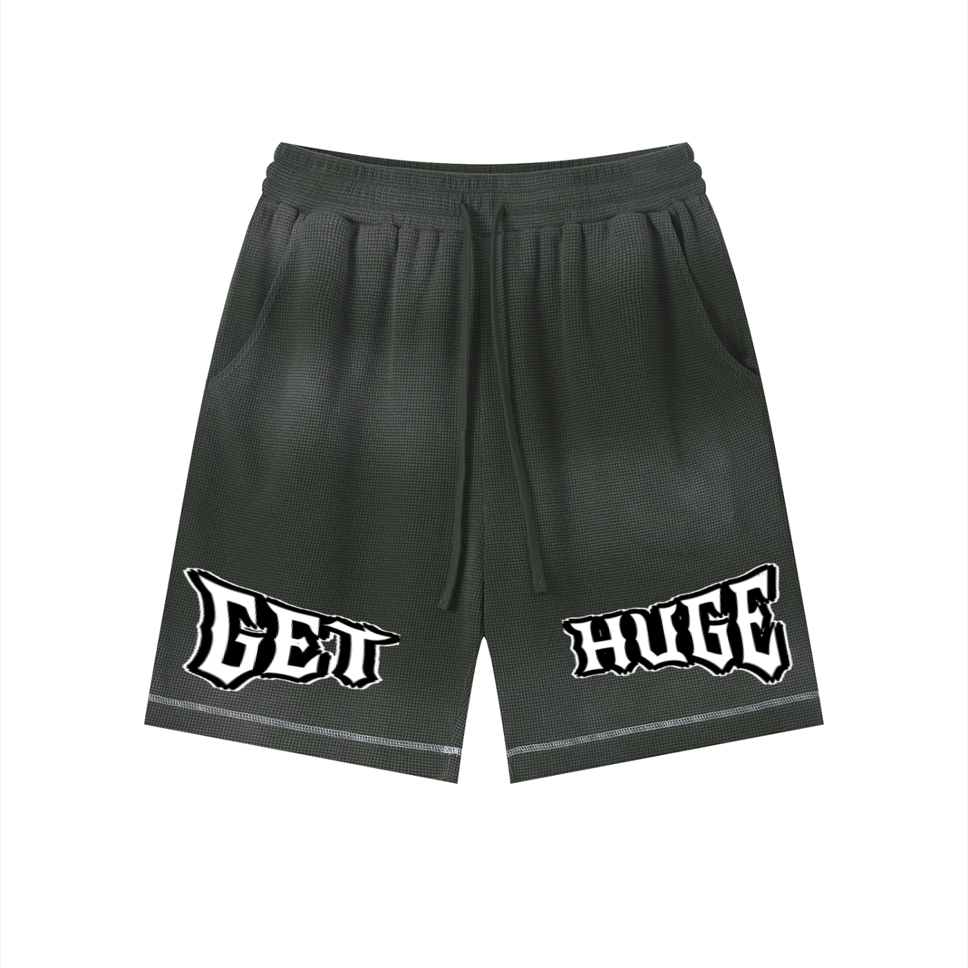 "GET HUGE" Sunfade Waffle Shorts