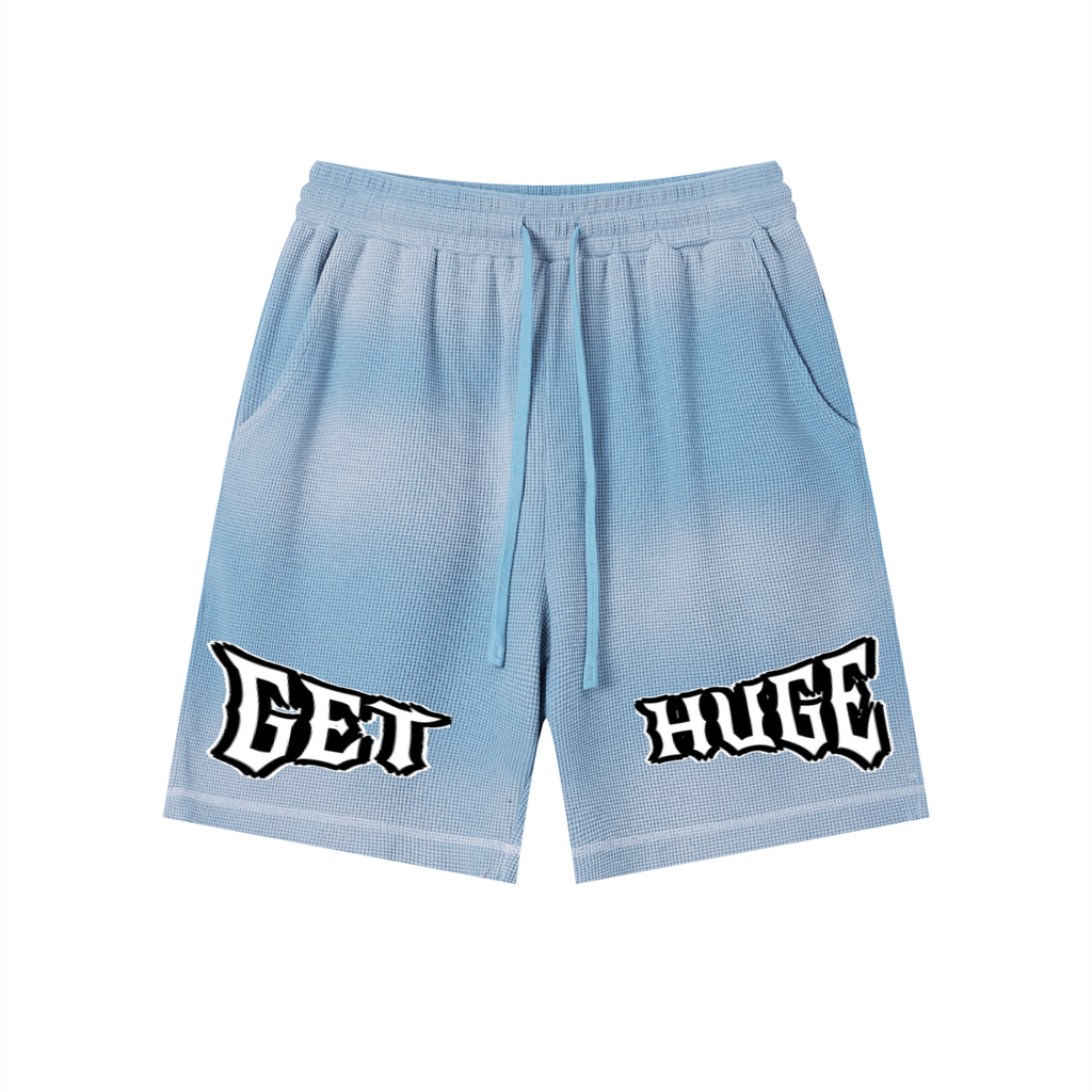 "GET HUGE" Sunfade Waffle Shorts