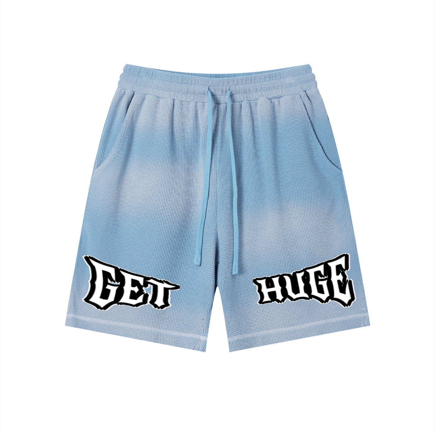 "GET HUGE" Sunfade Waffle Shorts