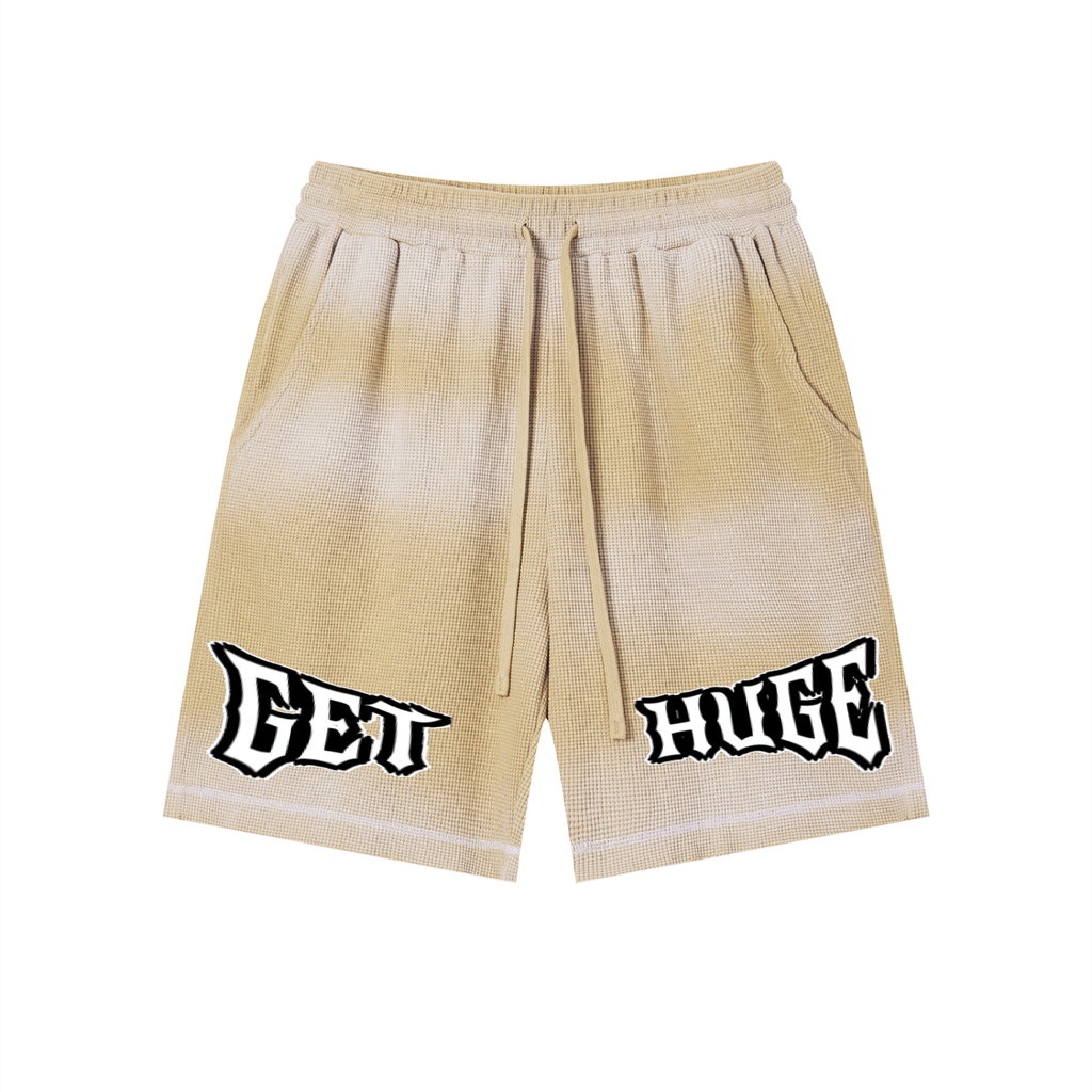 "GET HUGE" Sunfade Waffle Shorts