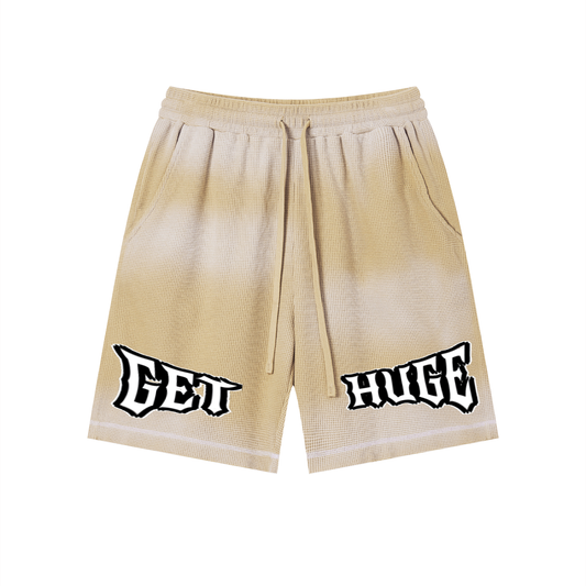 "GET HUGE" Sunfade Waffle Shorts