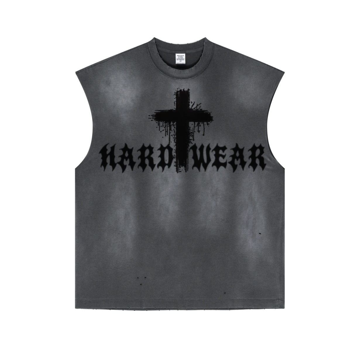 285GSM Unisex Monkey-Wash PP Spray Distressed Tank Top 	Vintage Dark Grey