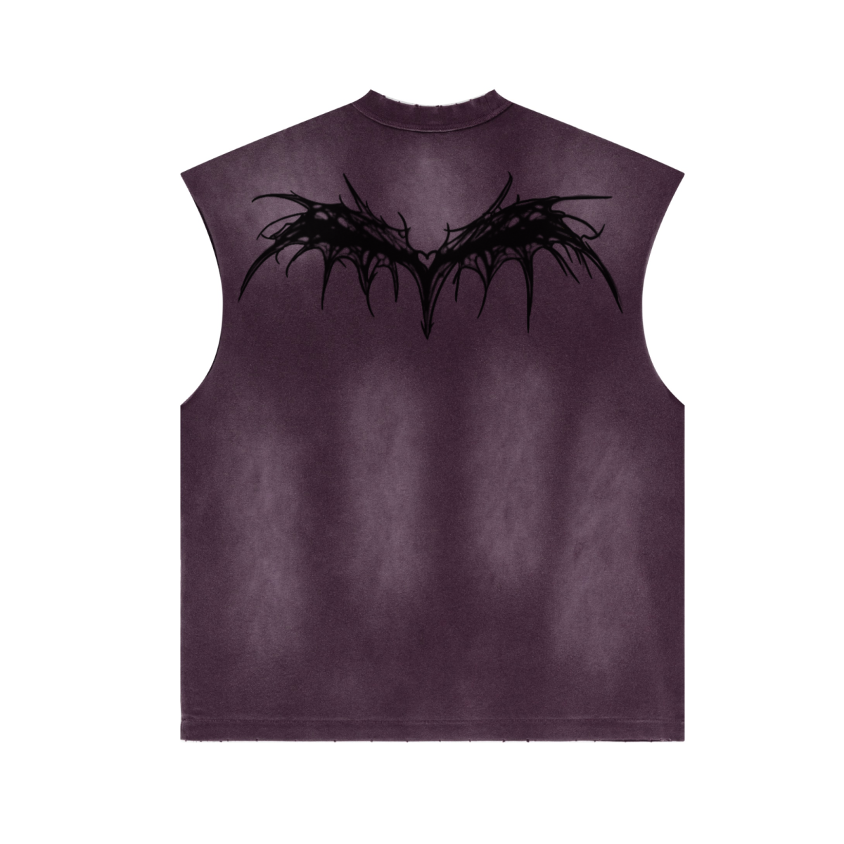 285GSM Unisex Monkey-Wash PP Spray Distressed Tank Top 	Vintage Purple