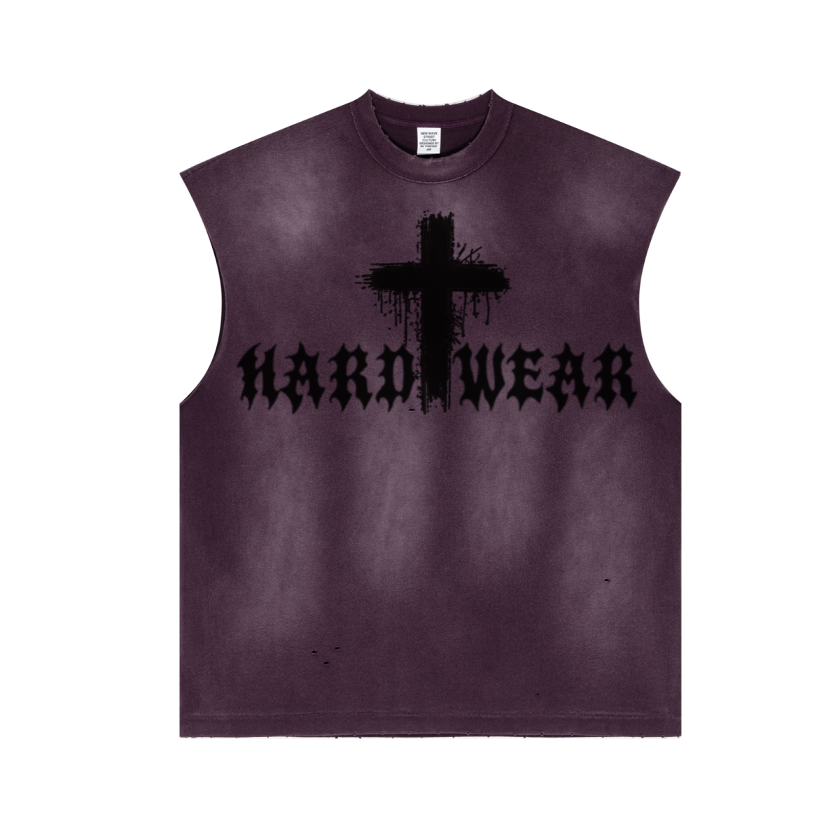 285GSM Unisex Monkey-Wash PP Spray Distressed Tank Top 	Vintage Purple